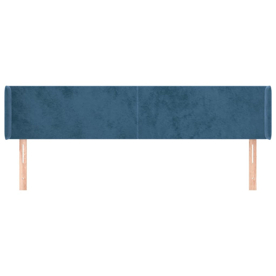 Hoofdbord Met Randen Fluweel 163 x 16 x 78/88 cm Donkerblauw