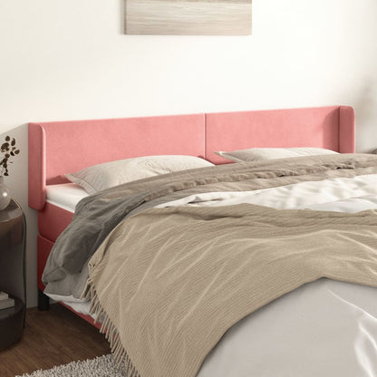 Hoofdbord Met Randen Fluweel 163 x 16 x 78/88 cm Roze