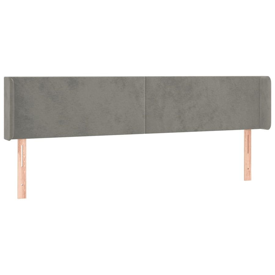 Hoofdbord Met Randen 183X16X78/88 Cm Fluweel Lichtgrijs
