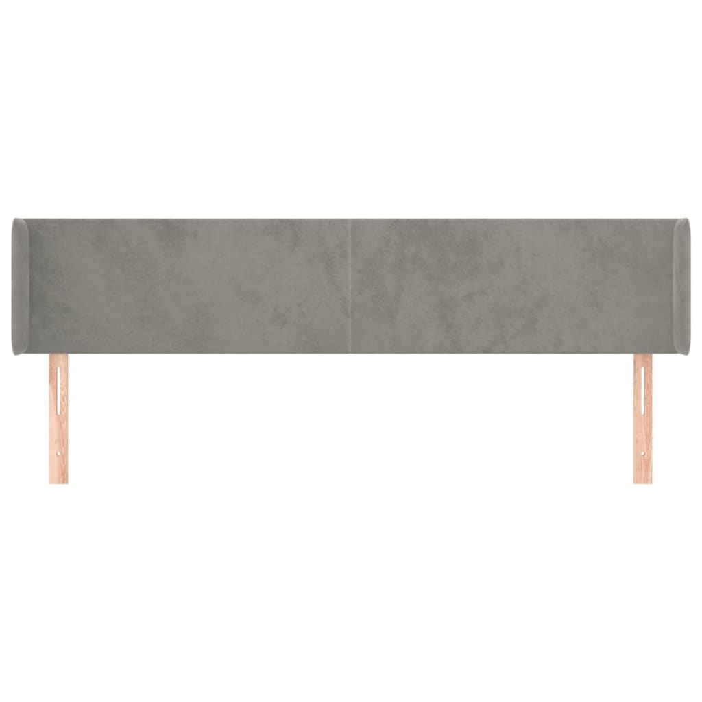 Hoofdbord Met Randen 183X16X78/88 Cm Fluweel Lichtgrijs