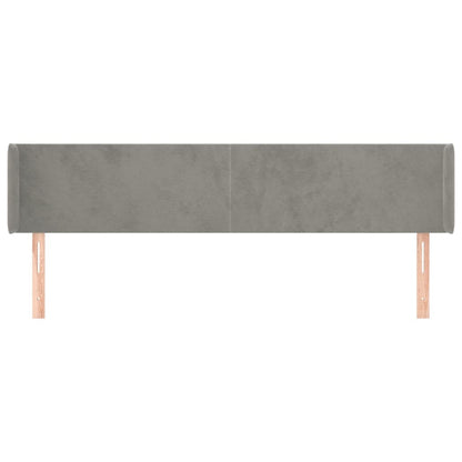 Hoofdbord Met Randen 183X16X78/88 Cm Fluweel Lichtgrijs