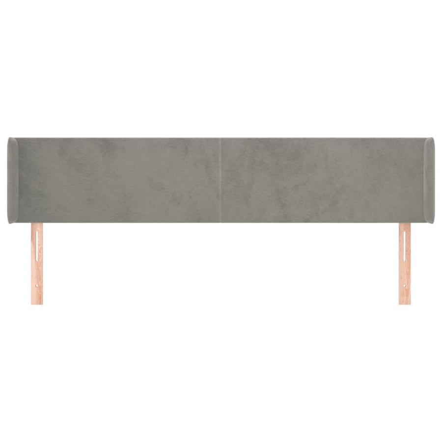 Hoofdbord Met Randen 183X16X78/88 Cm Fluweel Lichtgrijs