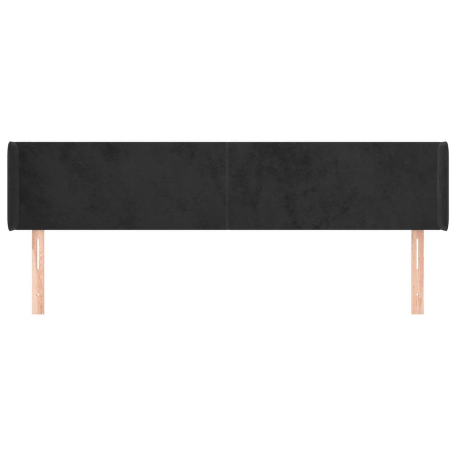Hoofdbord Met Randen 183X16X78/88 Cm Fluweel Zwart