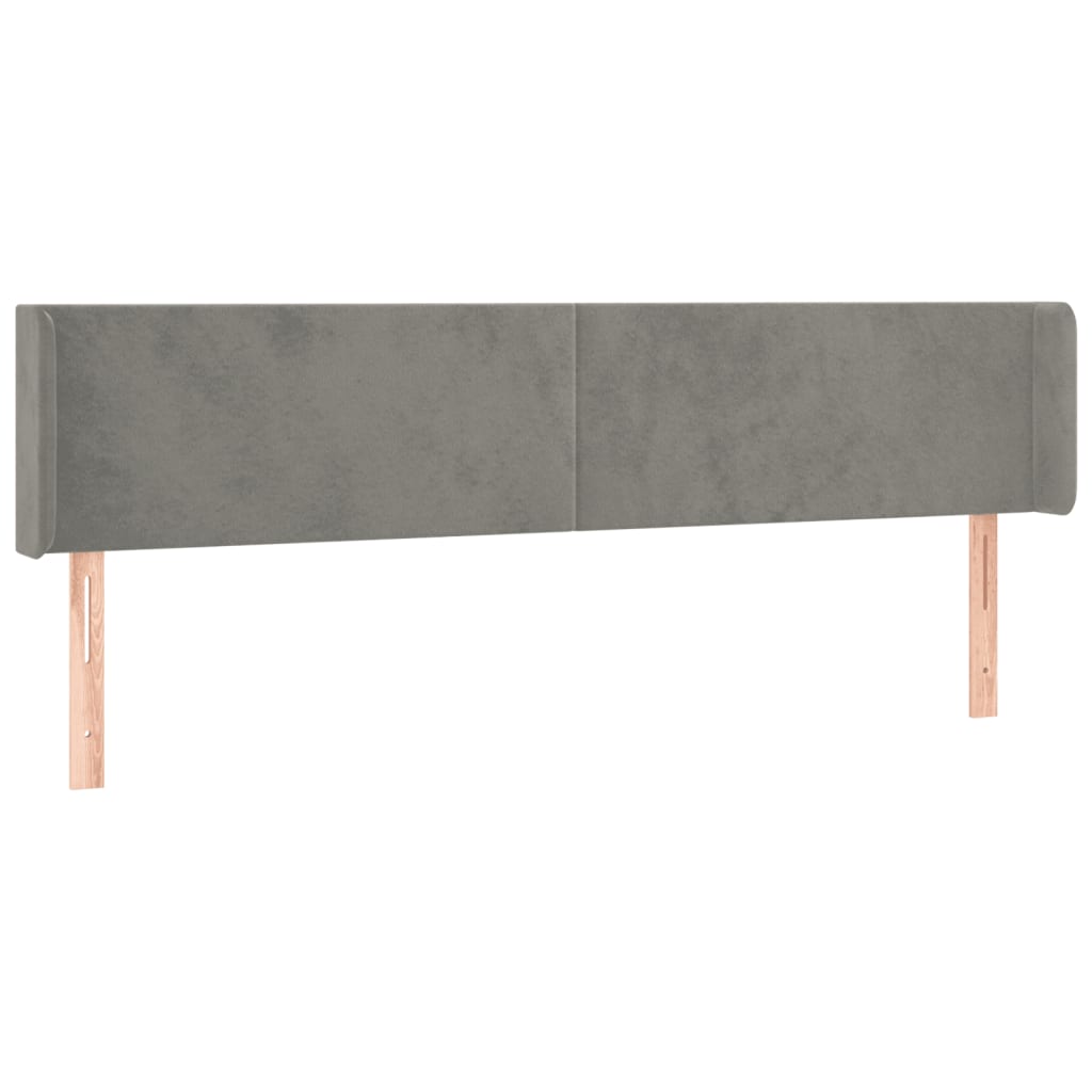 Hoofdbord Met Randen 203X16X78/88 Cm Fluweel Lichtgrijs