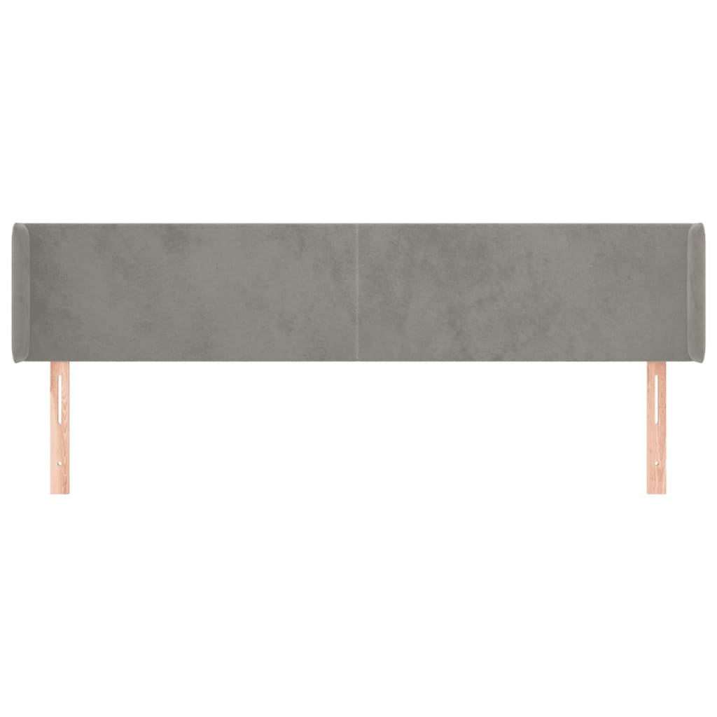 Hoofdbord Met Randen 203X16X78/88 Cm Fluweel Lichtgrijs