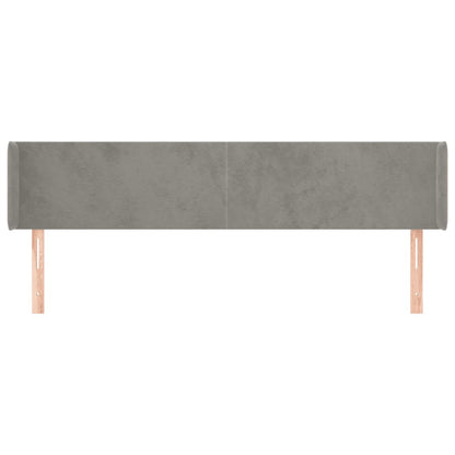 Hoofdbord Met Randen 203X16X78/88 Cm Fluweel Lichtgrijs