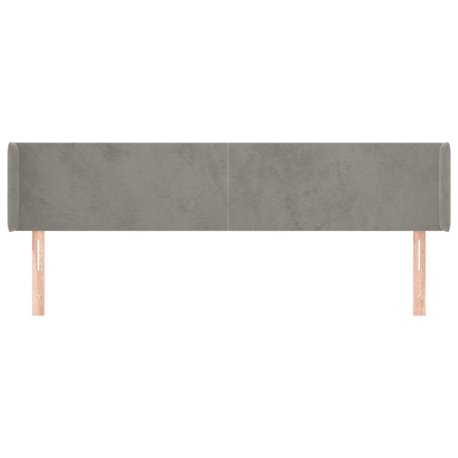 Hoofdbord Met Randen 203X16X78/88 Cm Fluweel Lichtgrijs