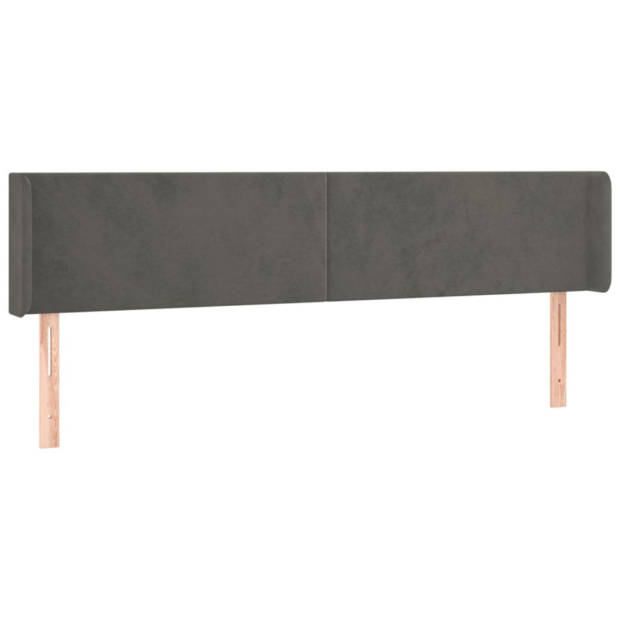 Hoofdbord Met Randen 203X16X78/88 Cm Fluweel Donkergrijs