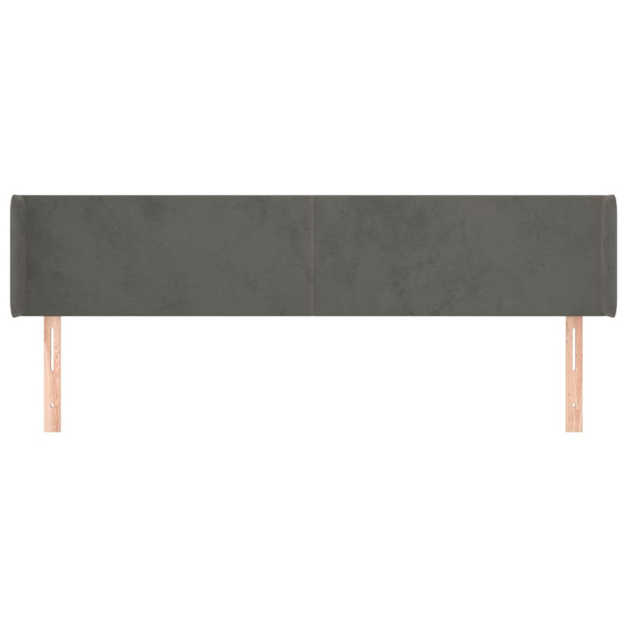 Hoofdbord Met Randen 203X16X78/88 Cm Fluweel Donkergrijs