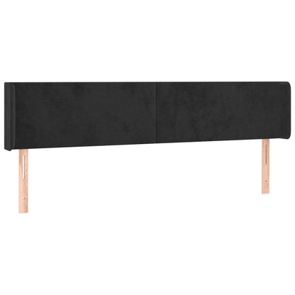 Hoofdbord Met Randen 203X16X78/88 Cm Fluweel Zwart