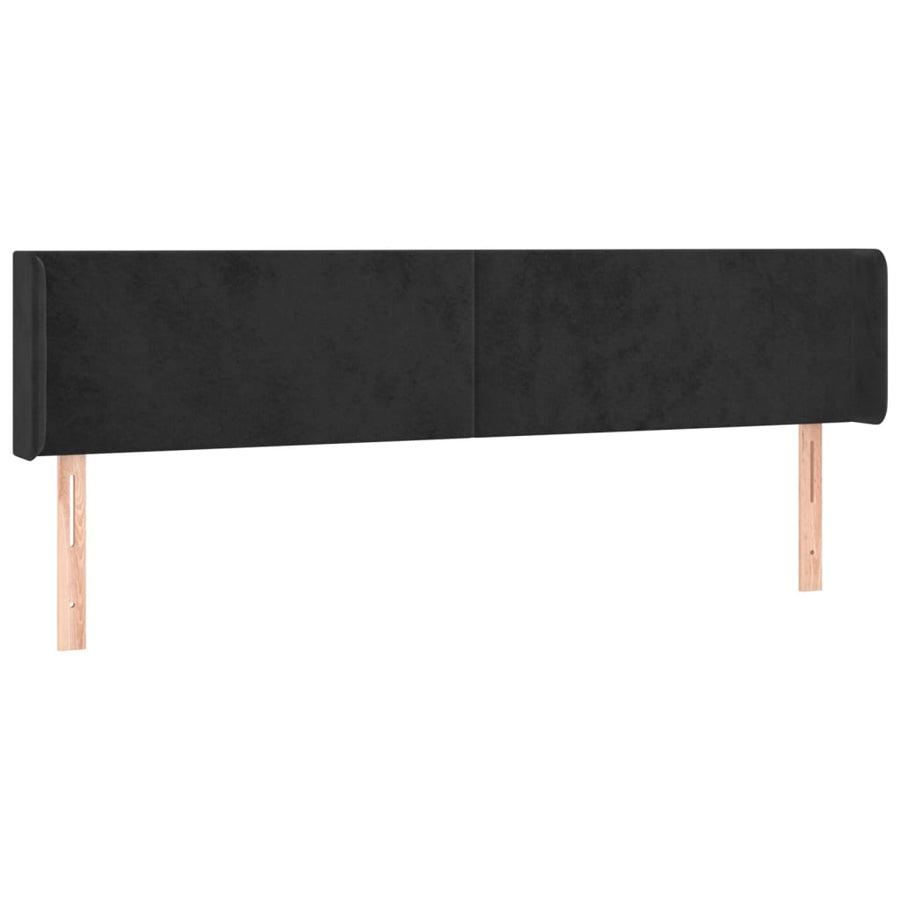 Hoofdbord Met Randen 203X16X78/88 Cm Fluweel Zwart