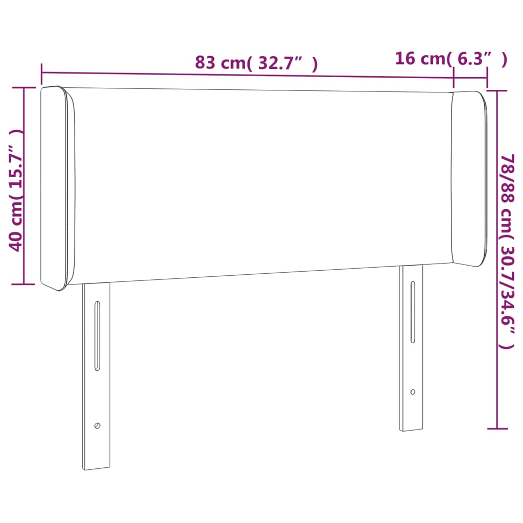 Hoofdbord met randen 83x16x78/88 cm kunstleer cappuccinokleur 83 x 16 x 78/88 cm Cappuccino