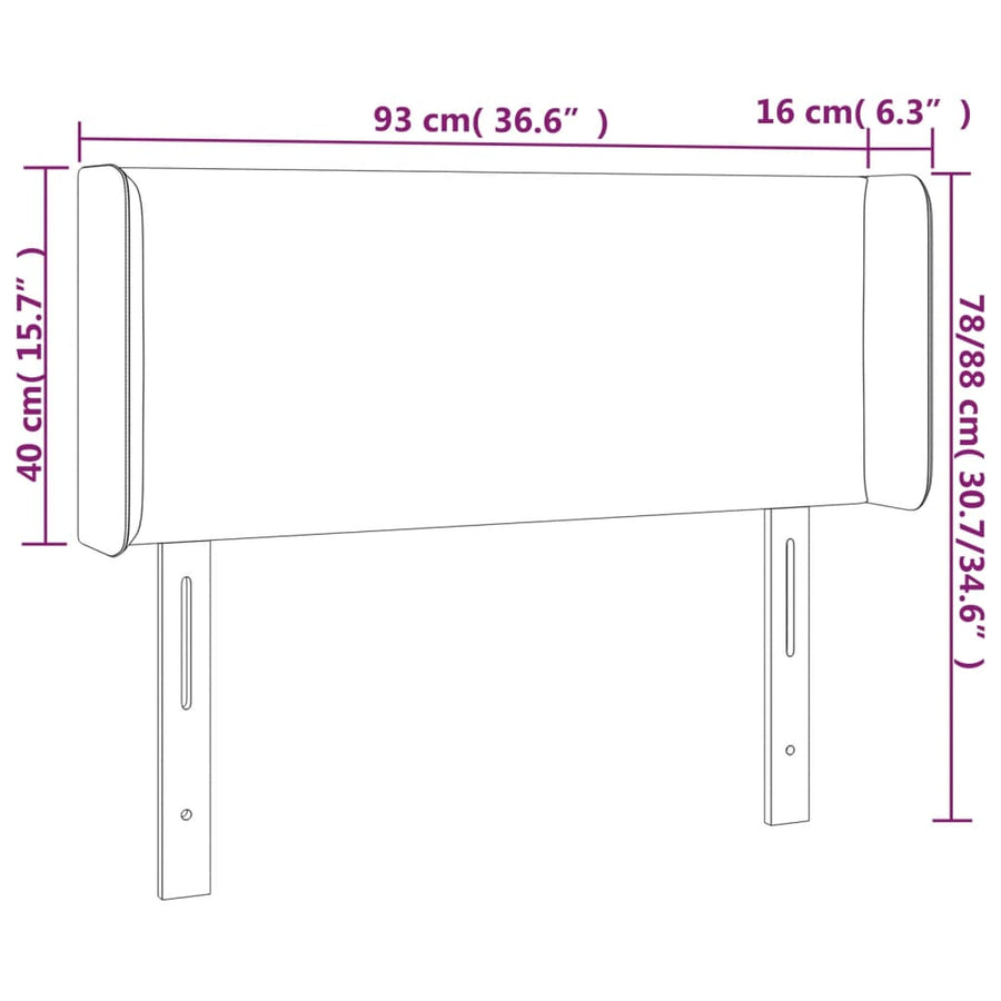 Hoofdbord Met Randen Kunstleer Kleur 93 x 16 x 78/88 cm Cappuccino