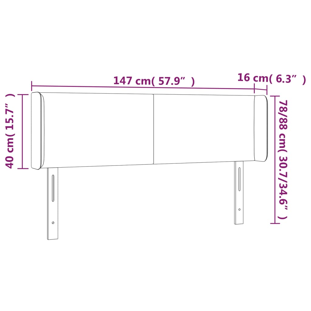 Hoofdbord met randen 147x16x78/88 cm kunstleer wit 147 x 16 x 78/88 cm Wit