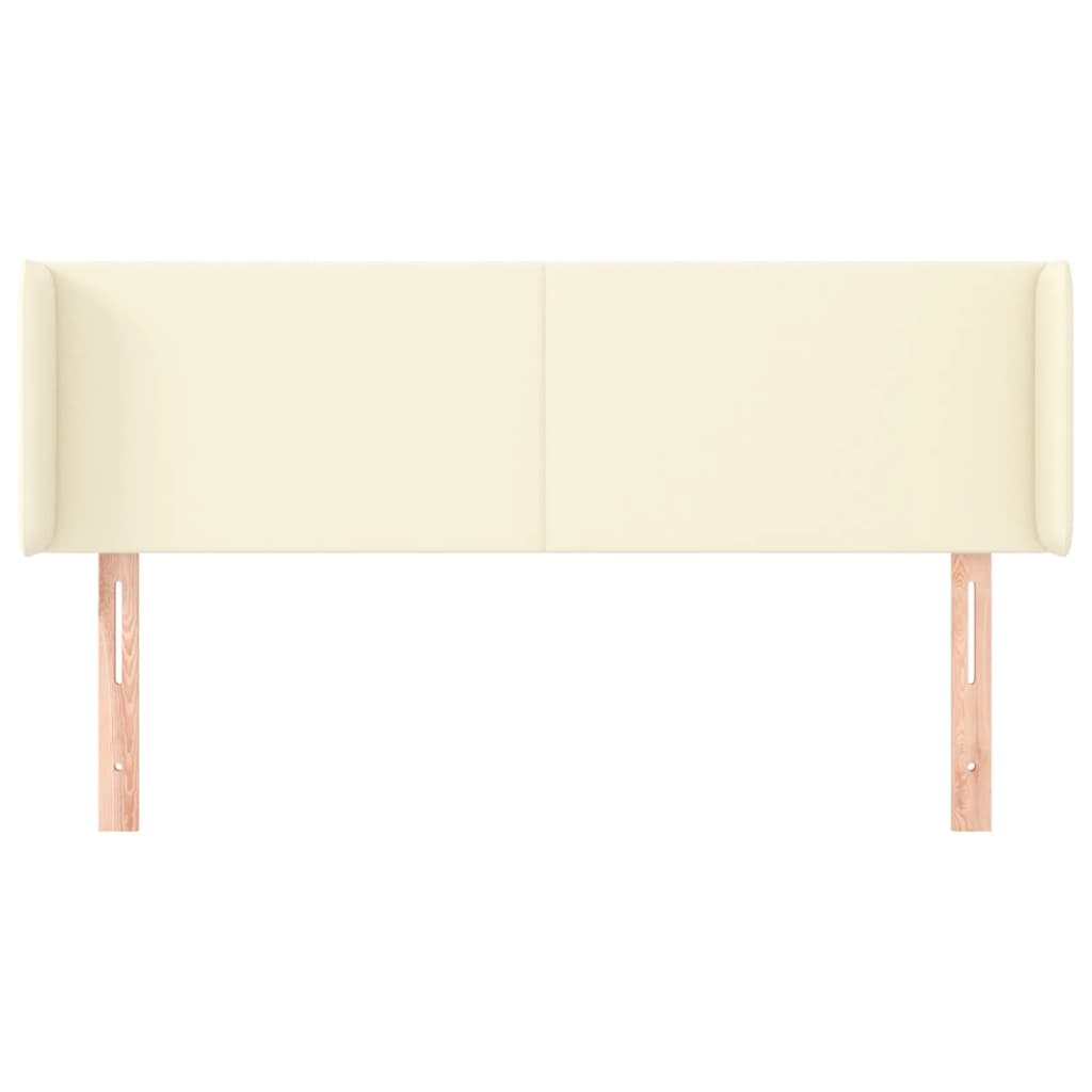 Hoofdbord Met Randen Kunstleer Kleurig 147 x 16 x 78/88 cm Crème
