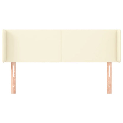 Hoofdbord Met Randen Kunstleer Kleurig 147 x 16 x 78/88 cm Crème