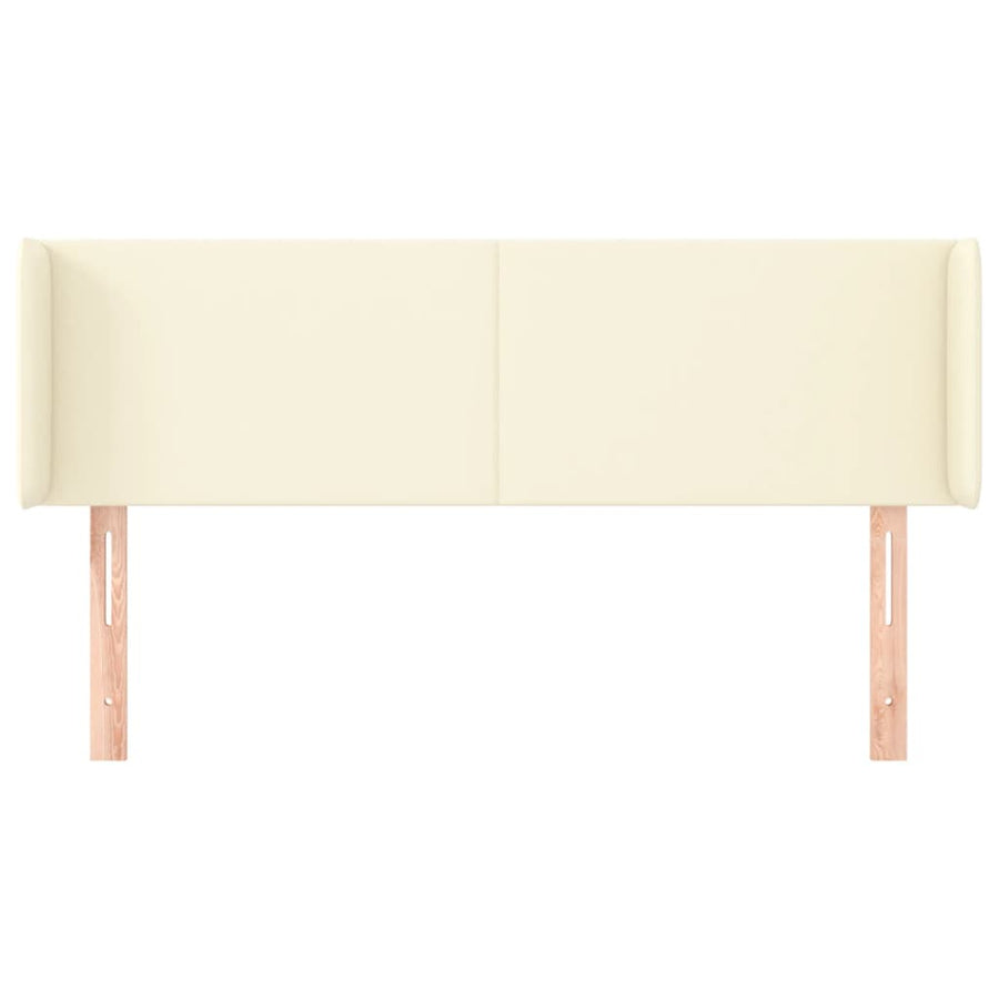 Hoofdbord Met Randen Kunstleer Kleurig 147 x 16 x 78/88 cm Crème