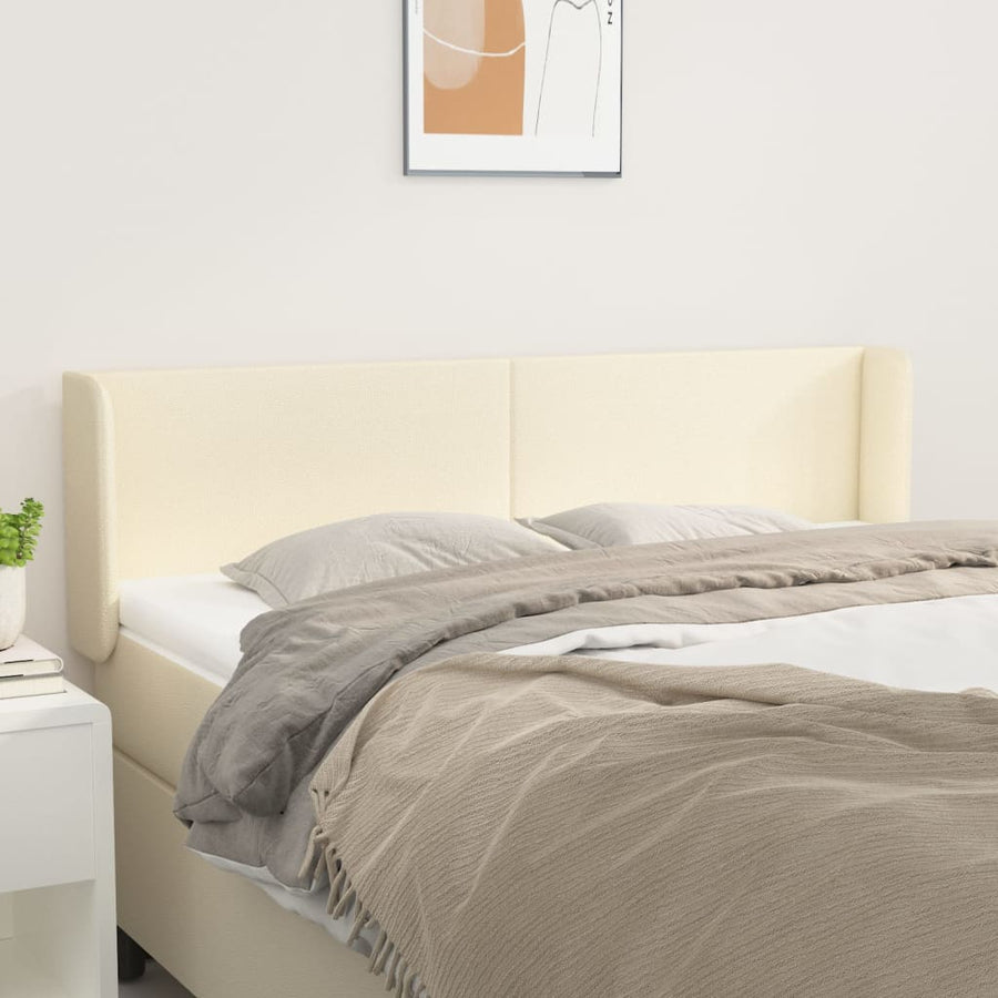 Hoofdbord Met Randen Kunstleer Kleurig 147 x 16 x 78/88 cm Crème