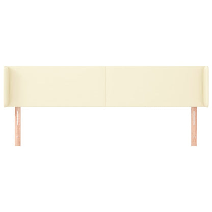 Hoofdbord Met Randen 183X16X78/88 Cm Kunstleer Crèmekleurig