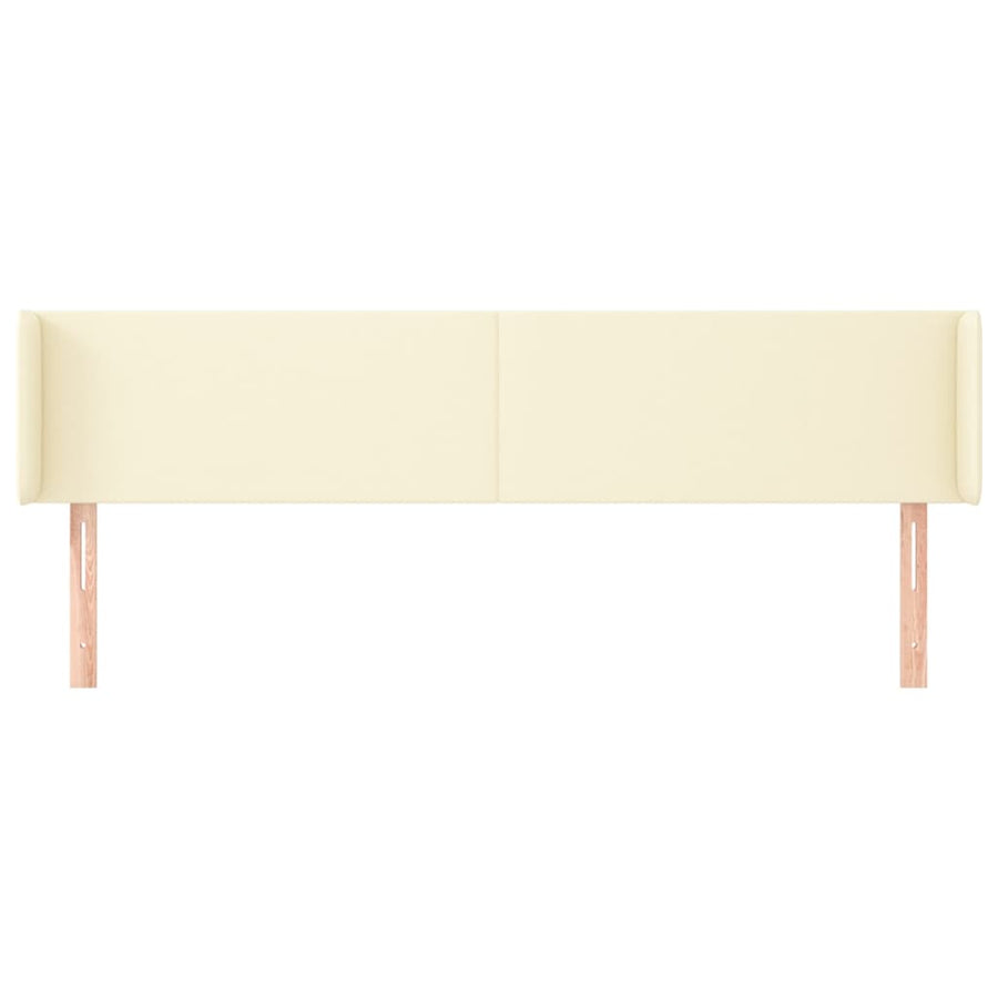 Hoofdbord Met Randen 183X16X78/88 Cm Kunstleer Crèmekleurig