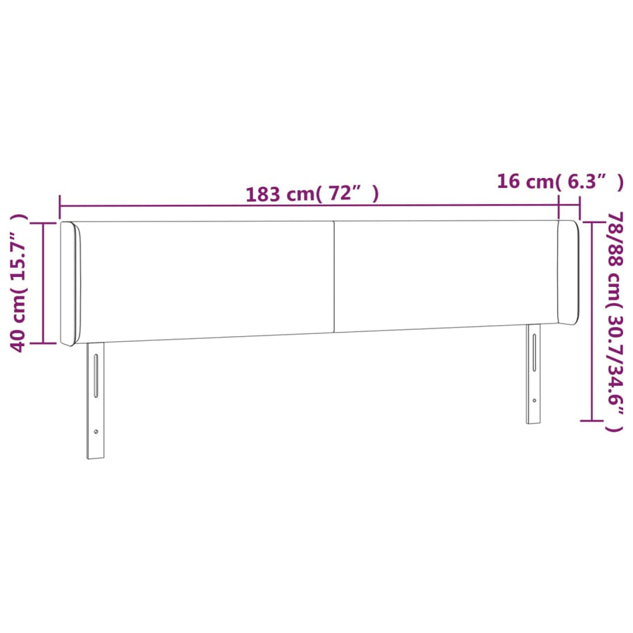 Hoofdbord Met Randen 183X16X78/88 Cm Kunstleer Crèmekleurig