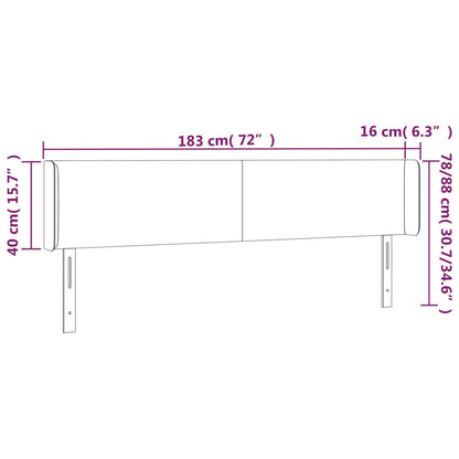 Hoofdbord met randen 183x16x78/88 cm kunstleer grijs 183 x 16 x 78/88 cm Grijs