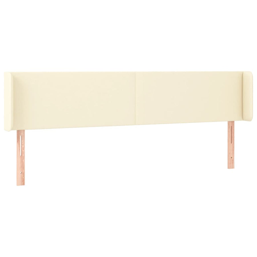 Hoofdbord Met Randen Kunstleer Kleurig 203 x 16 x 78/88 cm Crème