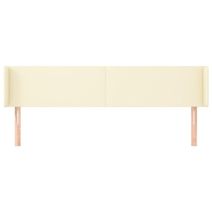 Hoofdbord Met Randen Kunstleer Kleurig 203 x 16 x 78/88 cm Crème