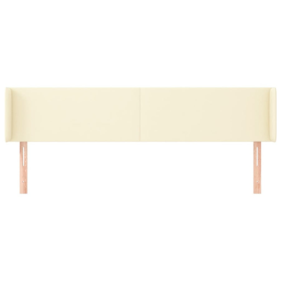Hoofdbord Met Randen Kunstleer Kleurig 203 x 16 x 78/88 cm Crème