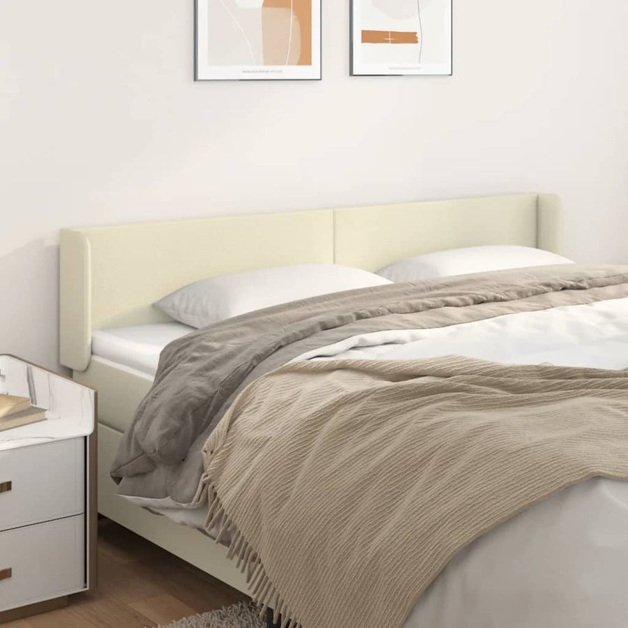 Hoofdbord Met Randen Kunstleer Kleurig 203 x 16 x 78/88 cm Crème