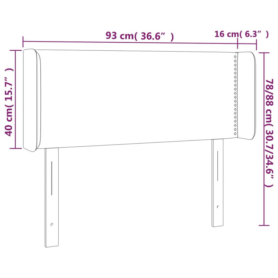 Hoofdbord Met Randen Stof Lichtgrijs 93 x 16 x 78/88 cm
