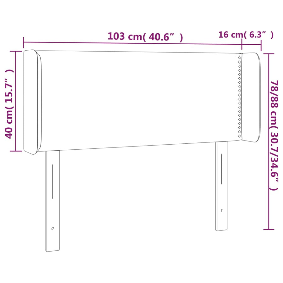 Hoofdbord Met Randen Stof Lichtgrijs 103 x 16 x 78/88 cm