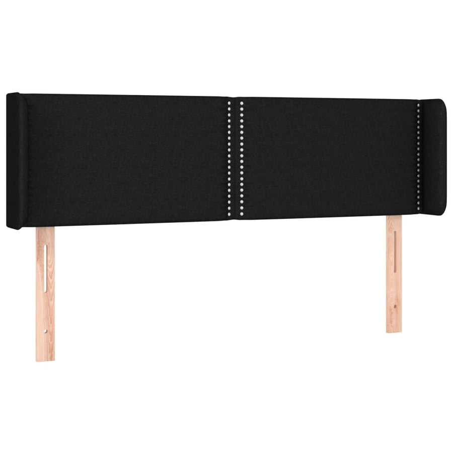 Hoofdbord Met Randen Stof Zwart 147 x 16 x 78/88 cm