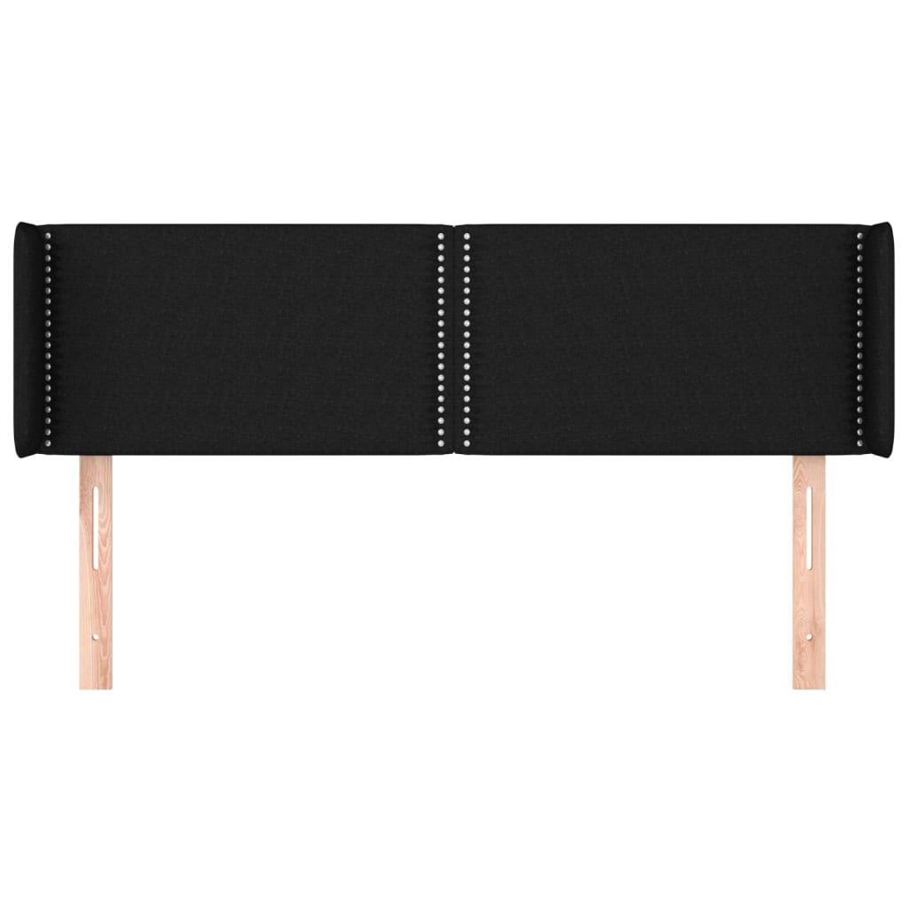 Hoofdbord Met Randen Stof Zwart 147 x 16 x 78/88 cm