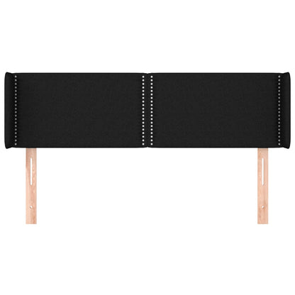 Hoofdbord Met Randen Stof Zwart 147 x 16 x 78/88 cm