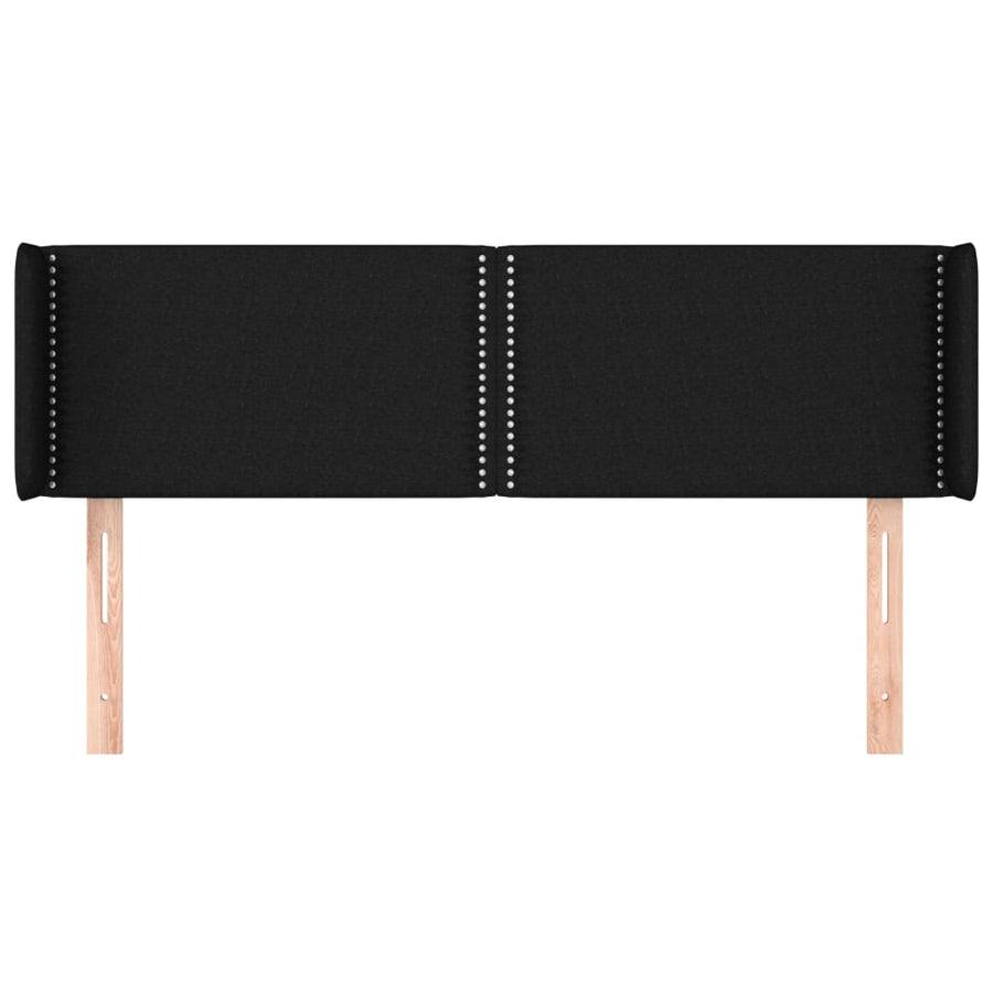 Hoofdbord Met Randen Stof Zwart 147 x 16 x 78/88 cm