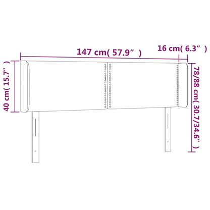 Hoofdbord Met Randen Stof Zwart 147 x 16 x 78/88 cm