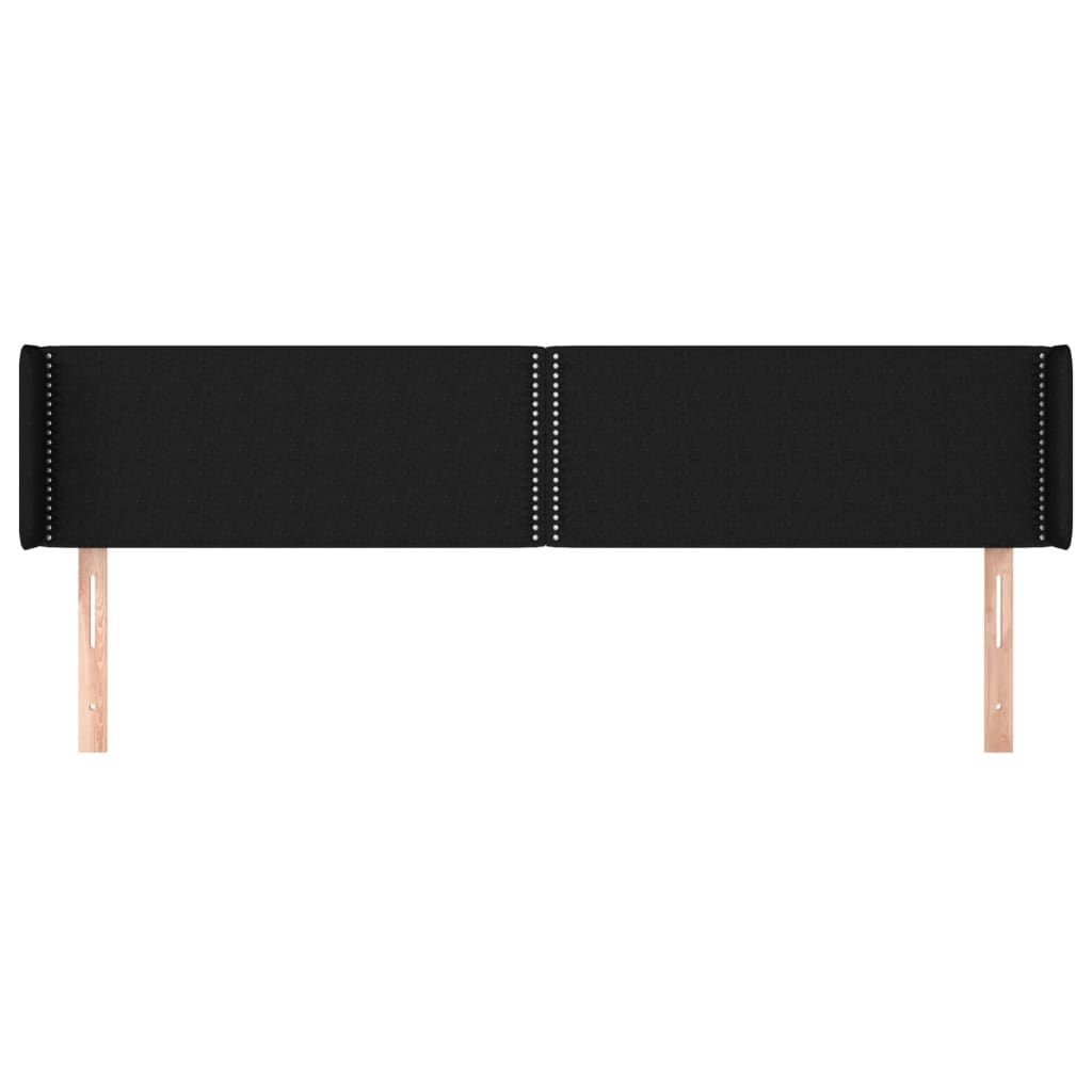 Hoofdbord Met Randen Stof Zwart 163 x 16 x 78/88 cm