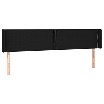 Hoofdbord Met Randen Stof Zwart 203 x 16 x 78/88 cm