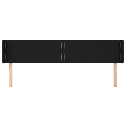 Hoofdbord Met Randen Stof Zwart 203 x 16 x 78/88 cm