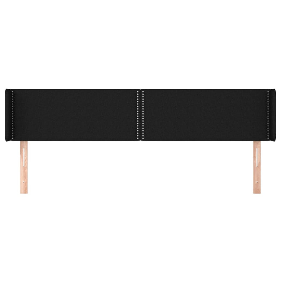 Hoofdbord Met Randen Stof Zwart 203 x 16 x 78/88 cm