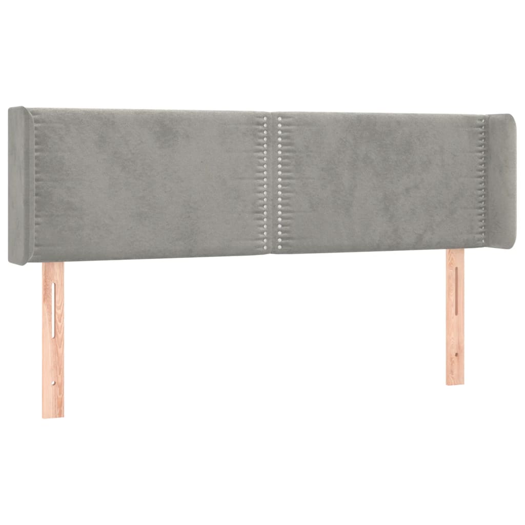 Hoofdbord Met Randen Fluweel 147 x 16 x 78/88 cm Lichtgrijs