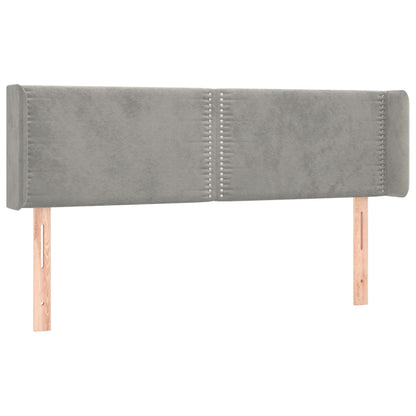 Hoofdbord Met Randen Fluweel 147 x 16 x 78/88 cm Lichtgrijs