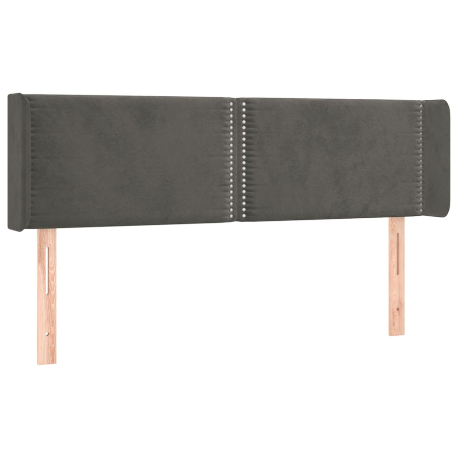 Hoofdbord met randen 147x16x78/88 cm fluweel donkergrijs 147 x 16 x 78/88 cm Donkergrijs