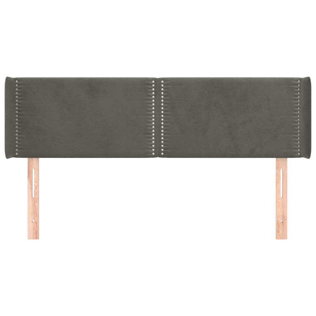 Hoofdbord met randen 147x16x78/88 cm fluweel donkergrijs 147 x 16 x 78/88 cm Donkergrijs
