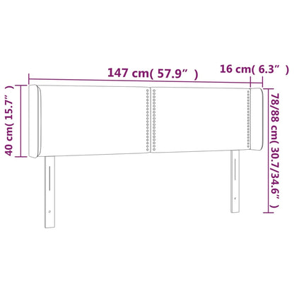 Hoofdbord met randen 147x16x78/88 cm fluweel donkergrijs 147 x 16 x 78/88 cm Donkergrijs
