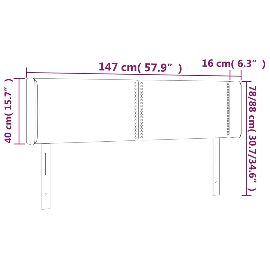 Hoofdbord met randen 147x16x78/88 cm fluweel donkergrijs 147 x 16 x 78/88 cm Donkergrijs