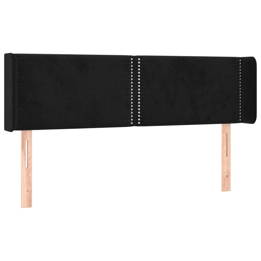 Hoofdbord Met Randen Fluweel 147 x 16 x 78/88 cm Zwart