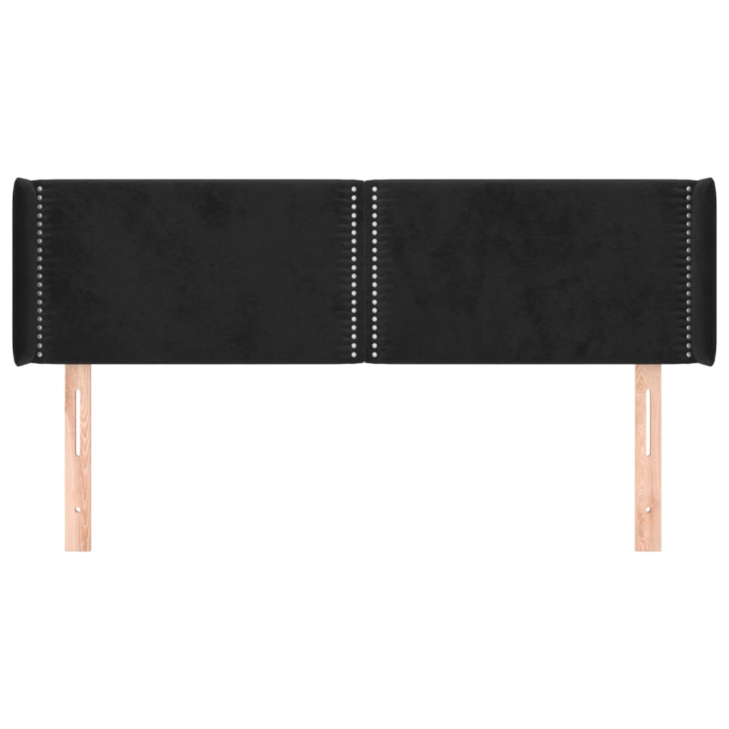 Hoofdbord Met Randen Fluweel 147 x 16 x 78/88 cm Zwart