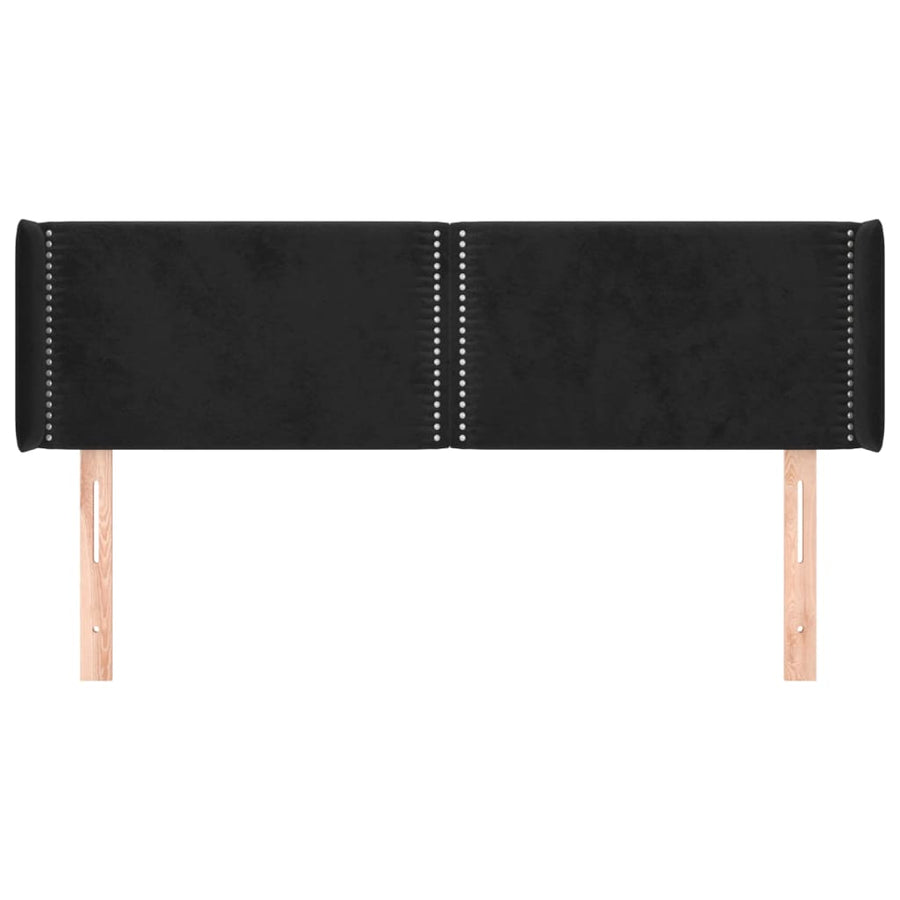 Hoofdbord Met Randen Fluweel 147 x 16 x 78/88 cm Zwart